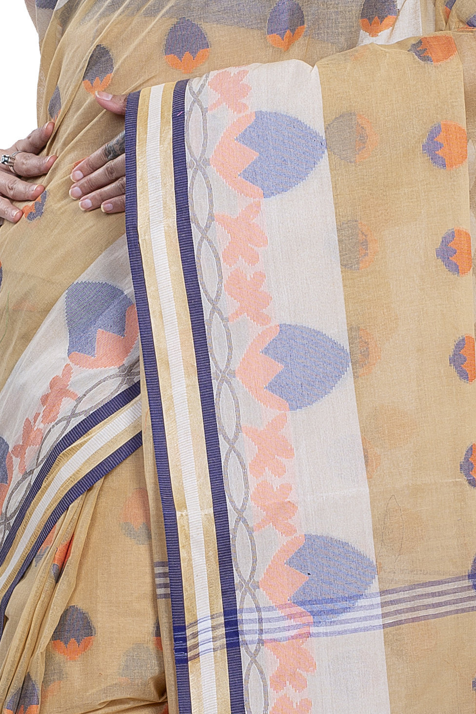 White Pure Cotton PaddaPar Tant Saree (775)